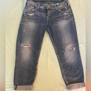 Silver Suki Mid Rise Capris